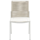  Meridian Maldives Beige Mesh And Rope Fabric Outdoor Patio Dining Side Chair IMAGE 4