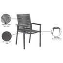  Meridian Maldives Grey Mesh And Rope Fabric Outdoor Patio Dining Arm Chair IMAGE 10