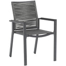  Meridian Maldives Grey Mesh And Rope Fabric Outdoor Patio Dining Arm Chair IMAGE 1