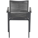  Meridian Maldives Grey Mesh And Rope Fabric Outdoor Patio Dining Arm Chair IMAGE 3