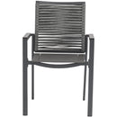  Meridian Maldives Grey Mesh And Rope Fabric Outdoor Patio Dining Arm Chair IMAGE 4