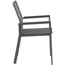  Meridian Maldives Grey Mesh And Rope Fabric Outdoor Patio Dining Arm Chair IMAGE 5