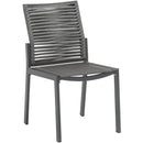  Meridian Maldives Grey Mesh And Rope Fabric Outdoor Patio Dining Side Chair IMAGE 1