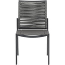  Meridian Maldives Grey Mesh And Rope Fabric Outdoor Patio Dining Side Chair IMAGE 4