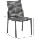  Meridian Maldives Grey Mesh And Rope Fabric Outdoor Patio Dining Side Chair IMAGE 9