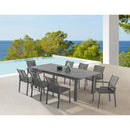  Meridian Maldives 95.5" / 119" Grey Aluminum Outdoor Patio Dining Table IMAGE 3