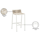  Meridian Maldives Cream Mesh And Rope Fabric Outdoor Patio Bar Stool IMAGE 9