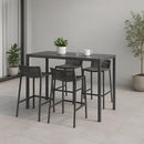  Meridian Maldives Grey Mesh And Rope Fabric Outdoor Patio Bar Stool IMAGE 2