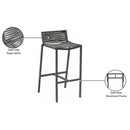  Meridian Maldives Grey Mesh And Rope Fabric Outdoor Patio Bar Stool IMAGE 9