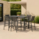  Meridian Maldives Grey Rectangle Aluminum Outdoor Patio Bar Table IMAGE 2