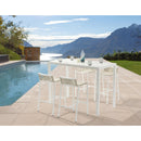  Meridian Maldives White Rectangle Aluminum Outdoor Patio Bar Table IMAGE 2