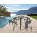 Meridian Maldives Grey Square Aluminum Outdoor Patio Bar Table IMAGE 2