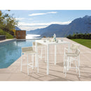  Meridian Maldives White Square Aluminum Outdoor Patio Bar Table IMAGE 2