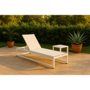  Meridian Maldives Cream Adjustable Mesh Water Resistant Fabric Outdoor Patio Adjustable Sun Chaise Lounge IMAGE 2