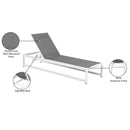  Meridian Maldives Grey Adjustable Mesh Water Resistant Fabric Outdoor Patio Adjustable Sun Chaise Lounge IMAGE 14