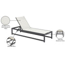  Meridian Maldives Cream Adjustable Mesh Water Resistant Fabric Outdoor Patio Adjustable Sun Chaise Lounge IMAGE 14