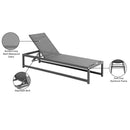  Meridian Maldives Grey Adjustable Mesh Water Resistant Fabric Outdoor Patio Adjustable Sun Chaise Lounge IMAGE 14
