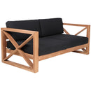  Meridian Anguilla 83" Black Water Resistant Fabric Upholsetered Outdoor Patio Sofa IMAGE 4