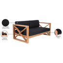  Meridian Anguilla 83" Black Water Resistant Fabric Upholsetered Outdoor Patio Sofa IMAGE 9