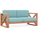  Manufacturer Color_Sea Blue -- Anguilla 65" Blue Water Resistant Fabric Upholsetered Outdoor Patio Loveseat IMAGE 1