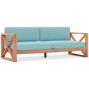  Meridian Anguilla 83" Blue Water Resistant Fabric Upholsetered Outdoor Patio Sofa IMAGE 1