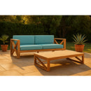  Meridian Anguilla 83" Blue Water Resistant Fabric Upholsetered Outdoor Patio Sofa IMAGE 2