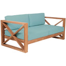  Meridian Anguilla 83" Blue Water Resistant Fabric Upholsetered Outdoor Patio Sofa IMAGE 4
