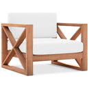  Meridian Anguilla Off White Water Resistant Fabric Upholsetered Outdoor Patio Chair IMAGE 1