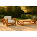  Meridian Anguilla Off White Water Resistant Fabric Upholsetered Outdoor Patio Chair IMAGE 2