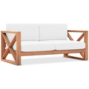  Manufacturer Color_White -- Anguilla 65" Off White Water Resistant Fabric Upholsetered Outdoor Patio Loveseat IMAGE 1