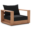  Meridian Tulum Black Water Resistant Fabric Upholstered Outdoor Patio Accent Chair IMAGE 1