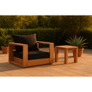  Meridian Tulum Black Water Resistant Fabric Upholstered Outdoor Patio Accent Chair IMAGE 2