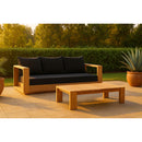  Meridian Tulum 87" Black Water Resistant Fabric Upholstered Outdoor Patio Sofa IMAGE 2