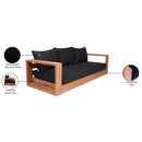  Meridian Tulum 87" Black Water Resistant Fabric Upholstered Outdoor Patio Sofa IMAGE 9