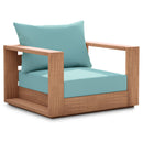  Meridian Tulum Blue Water Resistant Fabric Upholstered Outdoor Patio Accent Chair IMAGE 1