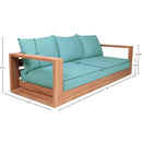  Meridian Tulum 87" Blue Water Resistant Fabric Upholstered Outdoor Patio Sofa IMAGE 8