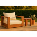 Meridian Tulum Off White Water Resistant Fabric Upholstered Outdoor Patio Accent Chair IMAGE 2