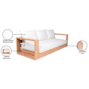  Meridian Tulum 87" Off White Water Resistant Fabric Upholstered Outdoor Patio Sofa IMAGE 9