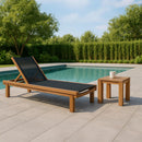  Meridian Tulum Black Adjustable Mesh Water Resistant Fabric Outdoor Patio Chaise Lounge IMAGE 2