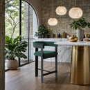  Color_Green -- Romeo Green Vegan Leather Upholstered Counter Stool IMAGE 2