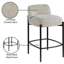 Meridian Burton Beige Chenille Fabric Stool IMAGE 9