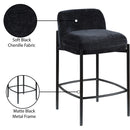 Meridian Burton Black Chenille Fabric Stool IMAGE 9