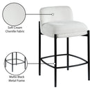 Meridian Burton Cream Chenille Fabric Stool IMAGE 9