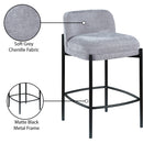 Meridian Burton Grey Chenille Fabric Stool IMAGE 9
