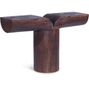  Meridian Tee Brown Acacia Wood Console Table IMAGE 1