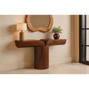  Meridian Tee Brown Acacia Wood Console Table IMAGE 2