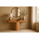  Meridian Tee Oak Acacia Wood Console Table IMAGE 2