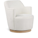 Meridian Clarita Cream Chenille Fabric Swivel Accent Chair IMAGE 1