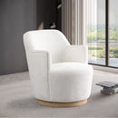  Manufacturer Color_Cream -- Clarita Cream Chenille Fabric Upholstered Swivel Accent Chair IMAGE 2
