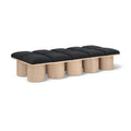  Color_Black/ Natural Finish -- Meridian Pavilion Boucle Fabric Upholstered 10 pc Modular Bench IMAGE 1